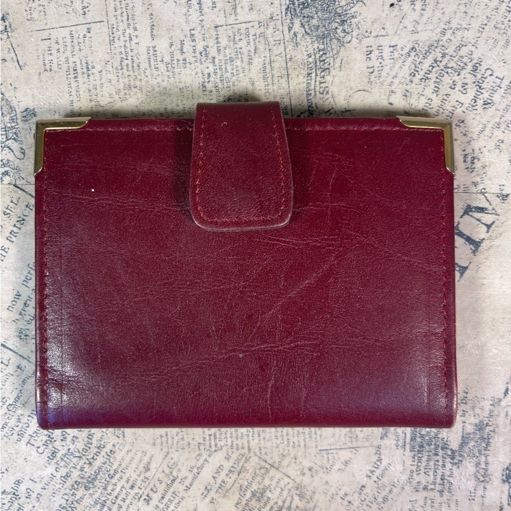 Prince Gardner Vintage Burgundy Leather Bifold Wallet ID Card Holder